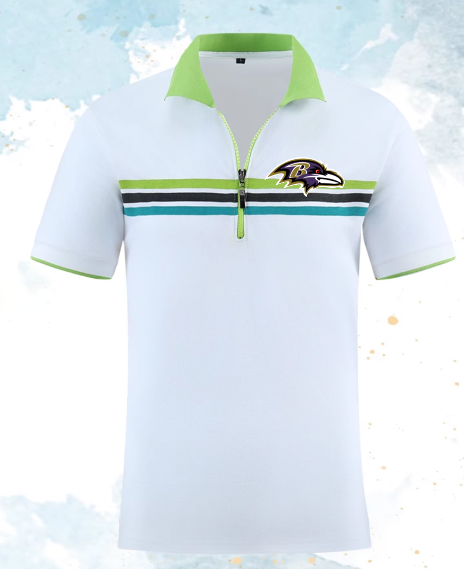 Baltimore Ravens white 63 Men 2025 NFL polo T shirt